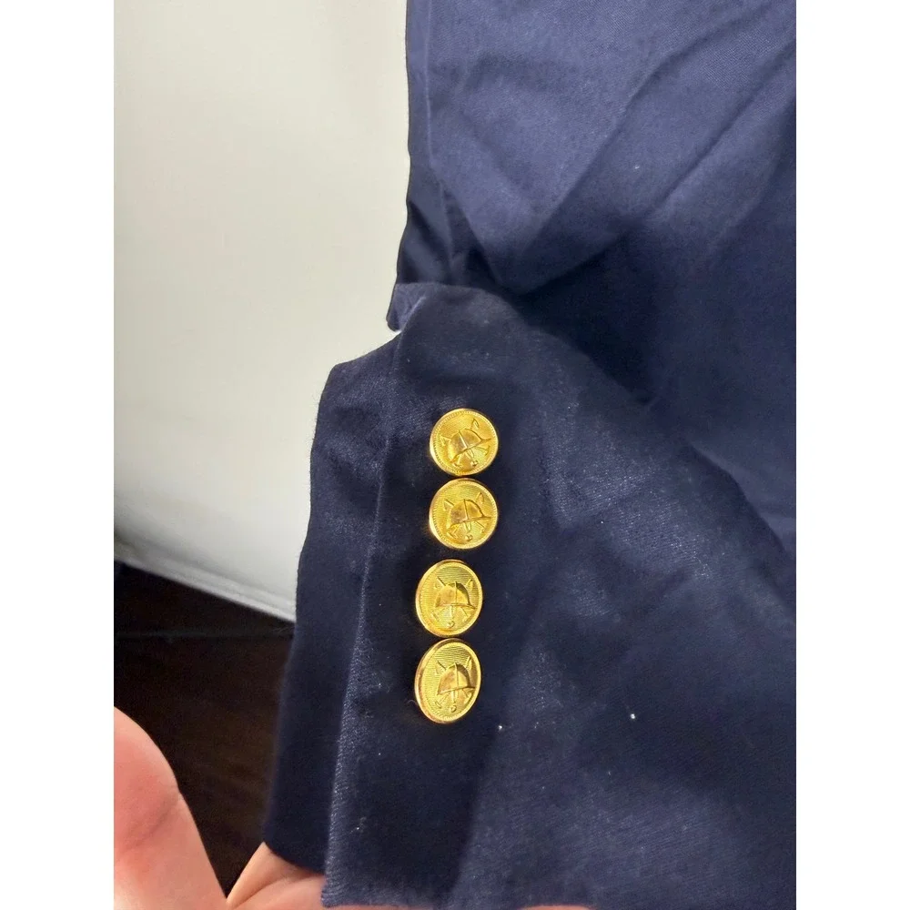 VTG Polo Ralph Lauren Navy Blue Virgin Wool Blazer Gold Crest Buttons 40R Italy - Picture 3 of 10